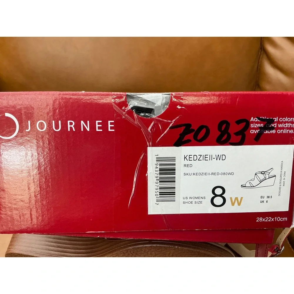 Journee Collection Kedzie II Sandals Womens 8W Red Strappy Wedge